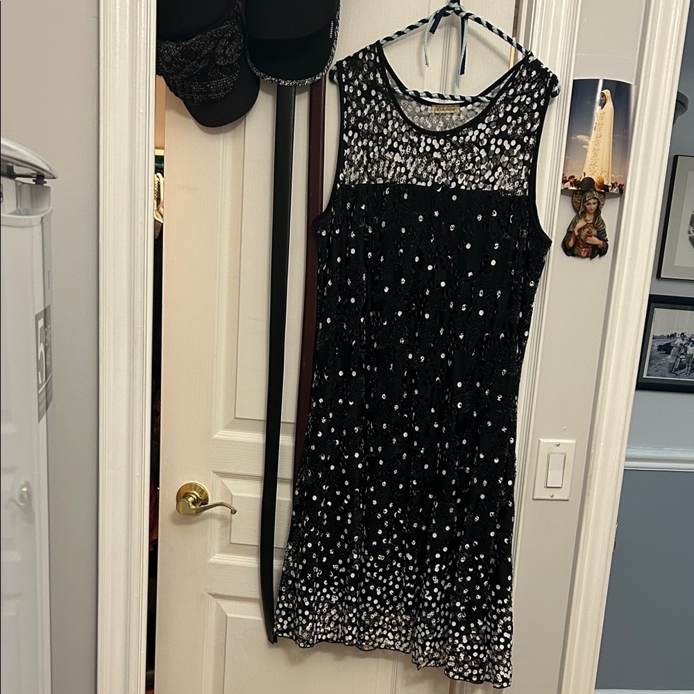 Elegant Black and White Sleeveless Dress